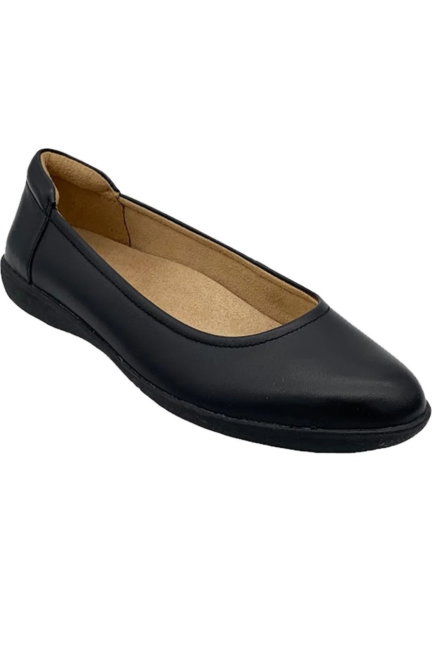 Naturalizer Leather Ballet Flats Flexy Black - Narrow
